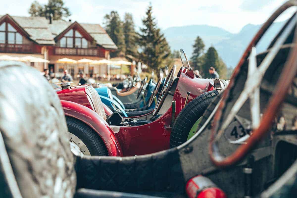 Bugattis on display at the Kulm Country Club