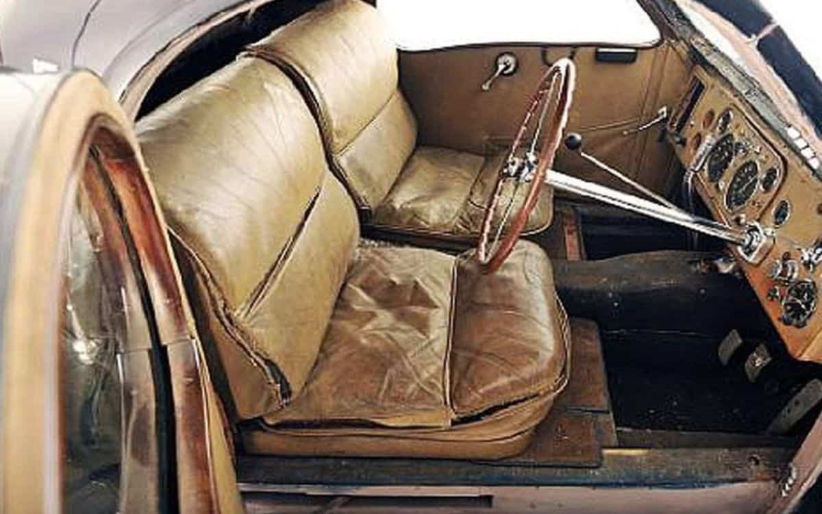 The interior of a 1937 Bugatti Type 57S which was found in a barn. 