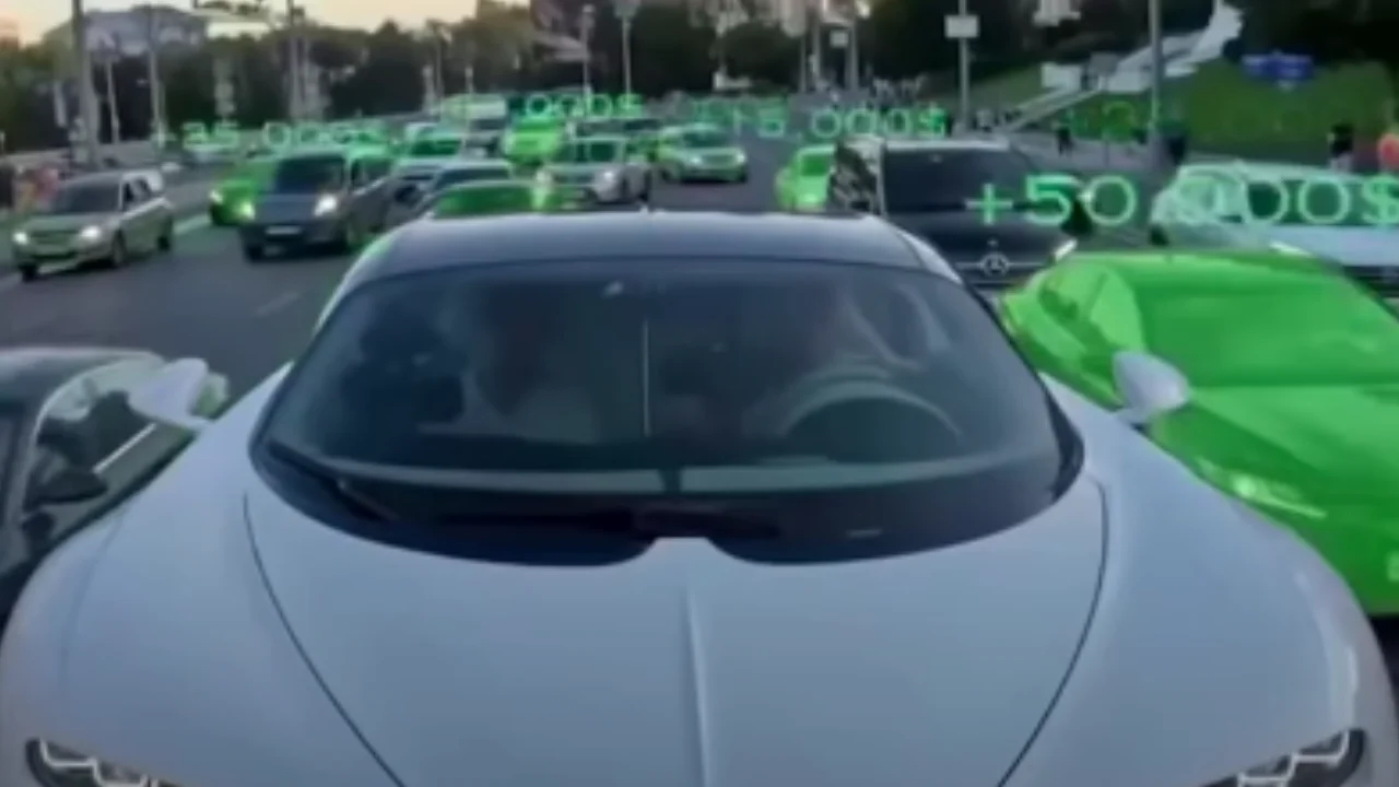 Wild video of Bugatti driving shows how many cars it has to drive past to add up to how much the supercar costs