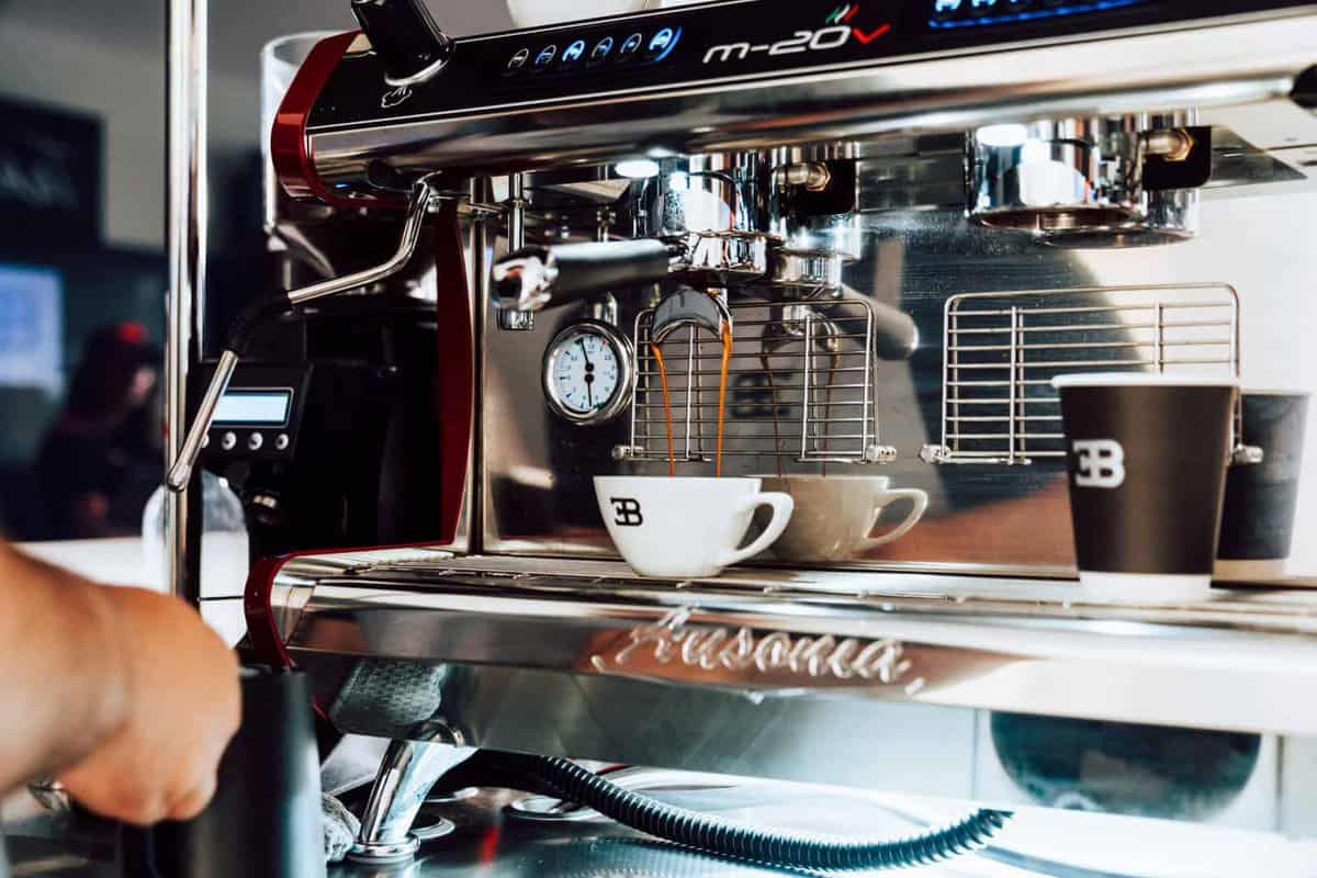 Coffee machine working away in the Bugatti H.R. OWEN LIFE centre