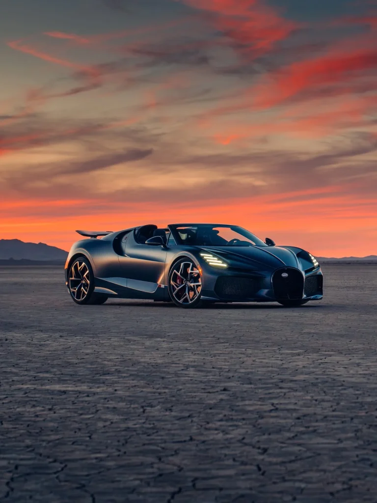Bugatti brings together the 99th Mistral and 500th Chiron under the desert sun to mark the end of two iconic chapters
