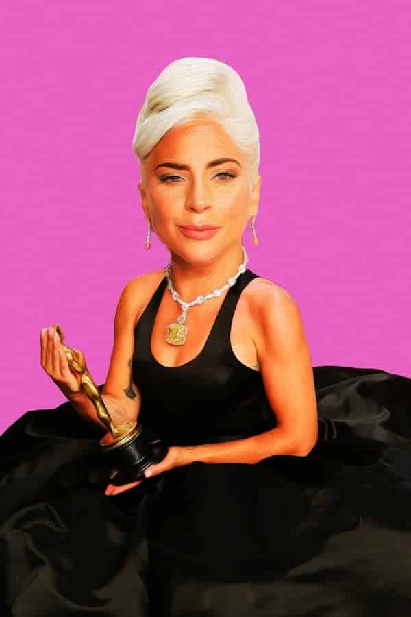 Lady Gaganft shows her with her first oscar 