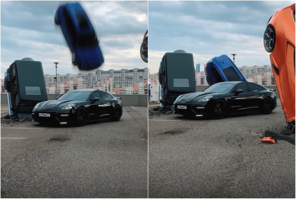 CGI effects, raining cars