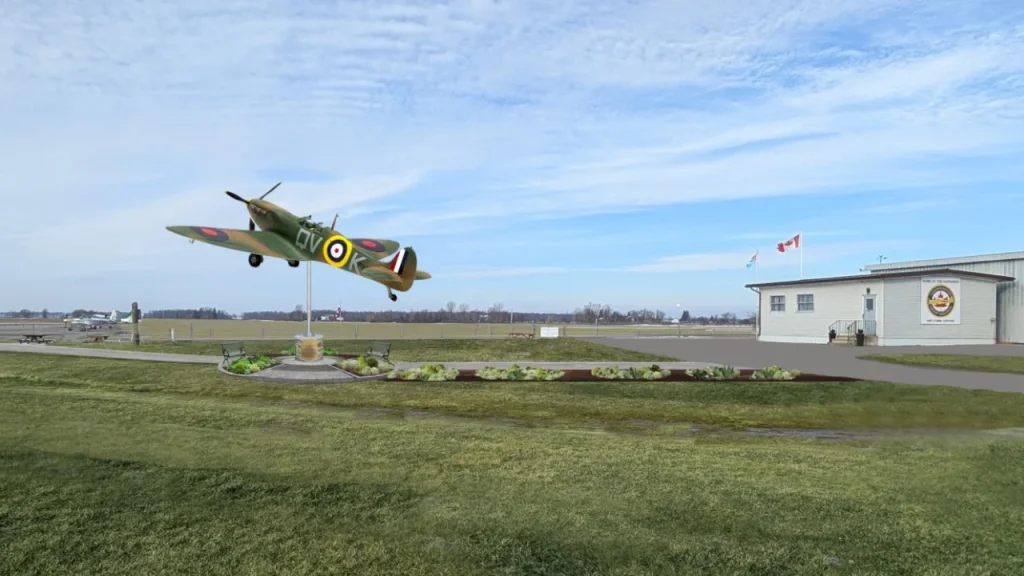 Crane removes iconic Spitfire replica after nearly 30 years in Canada as residents gather to say goodbye