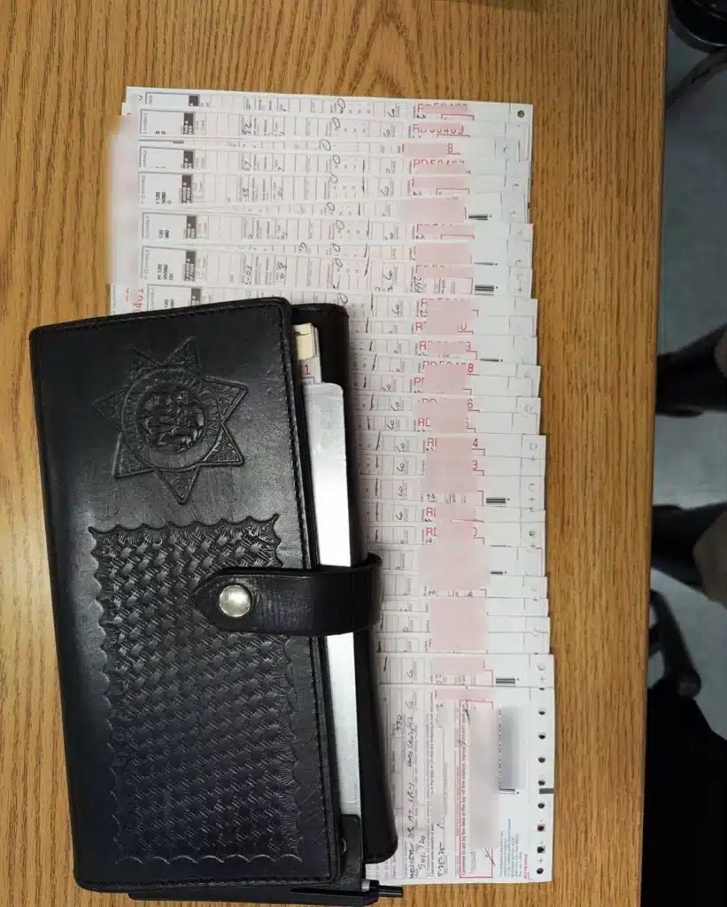 California cops issued 34 tickets to two Porsche drivers in one go - having been busted for speeding through a construction zone.