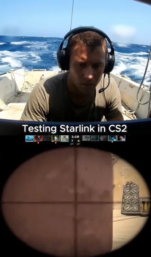 Guy tests Starlink in the middle of the ocean by playing video game and the result is very cool