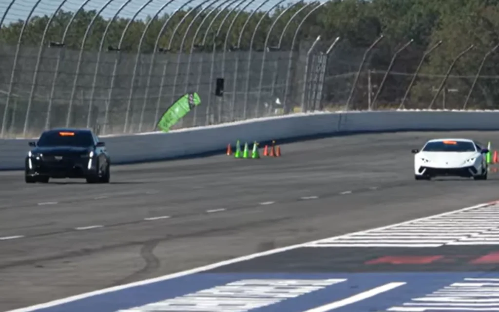 This Cadillac CT5-V Blackwing took on a Lamborghini Huracan and a Ford Mustang - and destroyed both of them