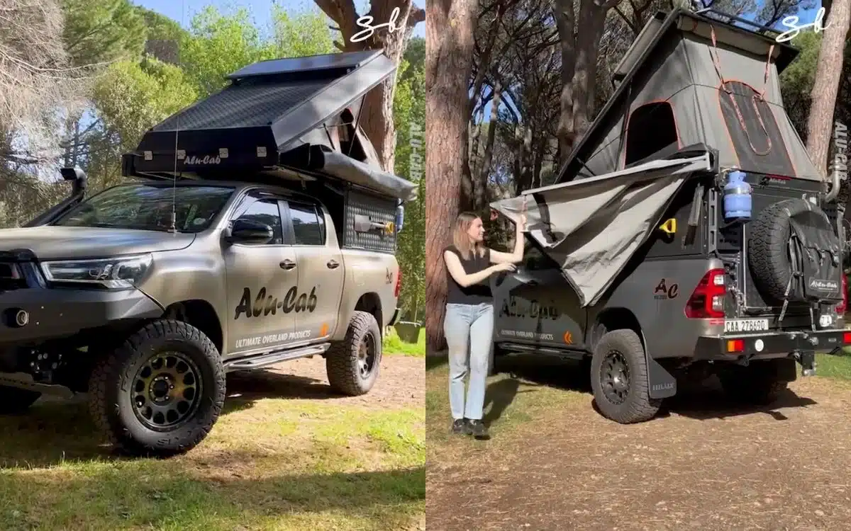 Camping truck fitted with wild accessories is a miniature home on wheels