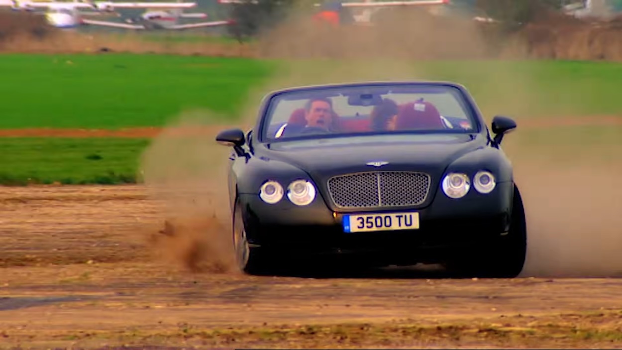 Man drives $160,000 Bentley Continental GTC convertible to test theory that driving it at 150mph will stop wind from ruining people's hair