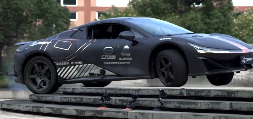 Chinese performance EV with 1,224HP broke the drift world record in the most aggressive way possible as it launched completely airborne before drifting