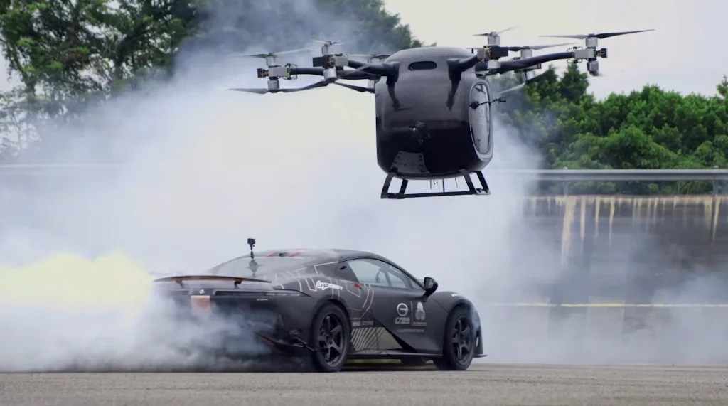 Chinese performance EV with 1,224HP broke the drift world record in the most aggressive way possible as it launched completely airborne before drifting