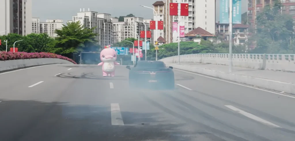 Chinese performance EV with 1,224HP broke the drift world record in the most aggressive way possible as it launched completely airborne before drifting
