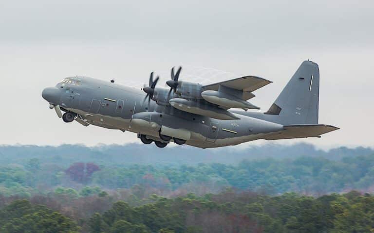 C-130J Super Hercules makes historic first flight with external fuel tanks under its wings