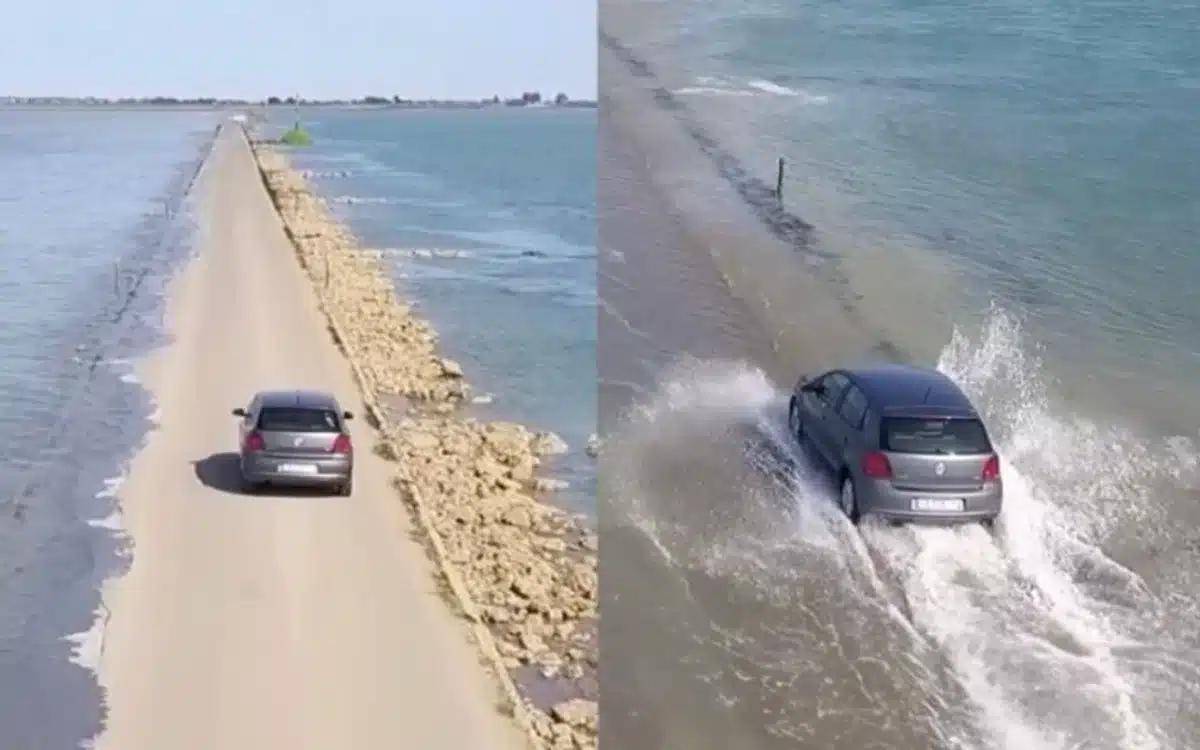 This road in France can only be used twice daily, then it vanishes underwater