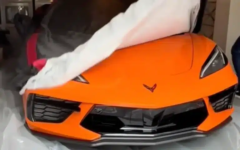 Wrapped Chevrolet Corvette update post-Hurricane Milton