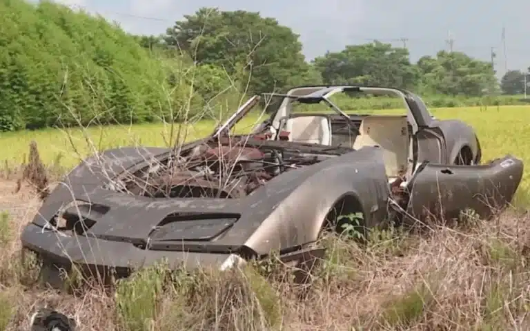 Mystery of Chevy C3 Corvette abandoned next to a rice field