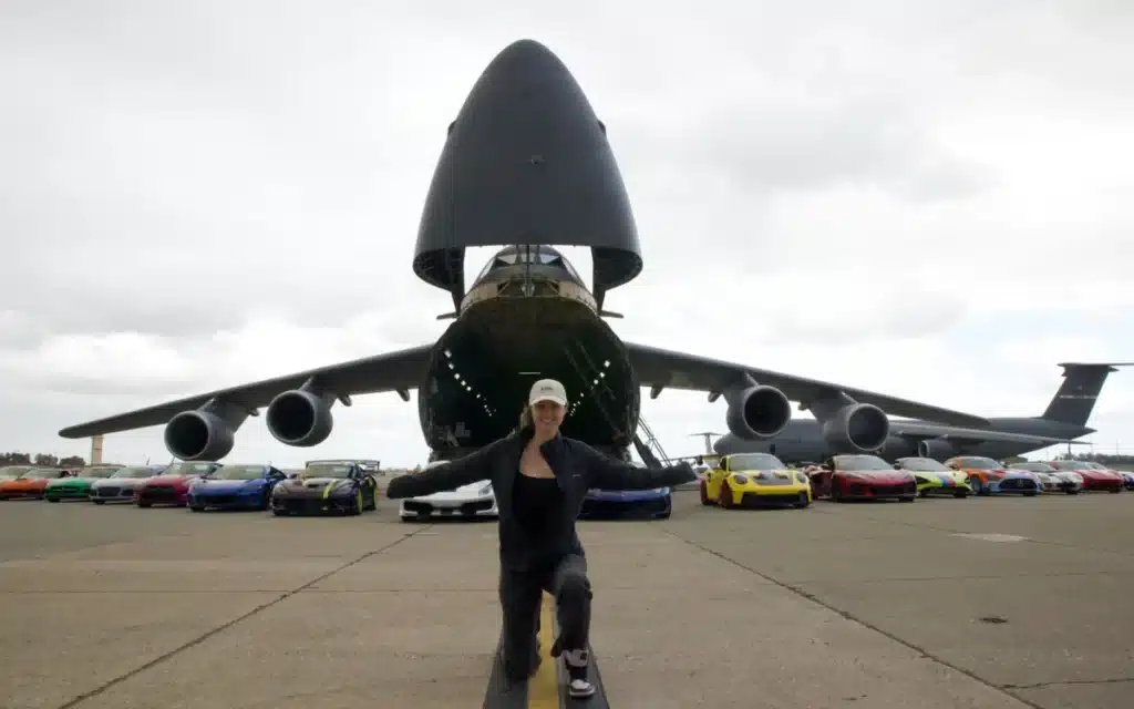 How many supercars fit inside the C-5M Super Galaxy the world's biggest military plane