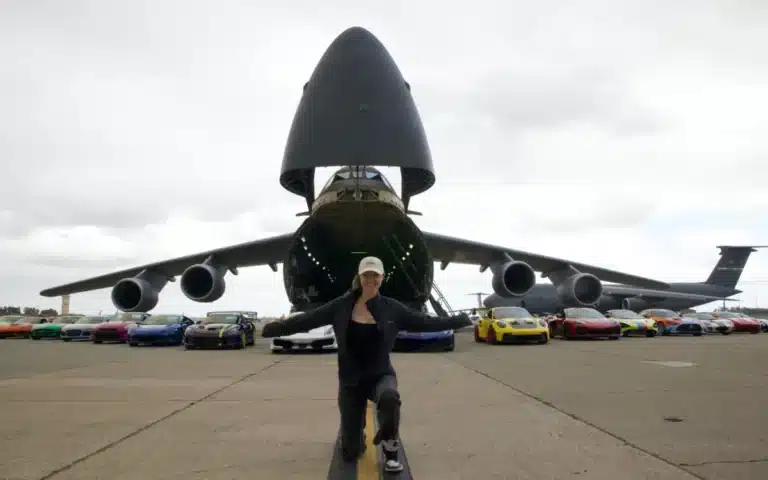 How many supercars fit inside the C-5M Super Galaxy the world's biggest military plane