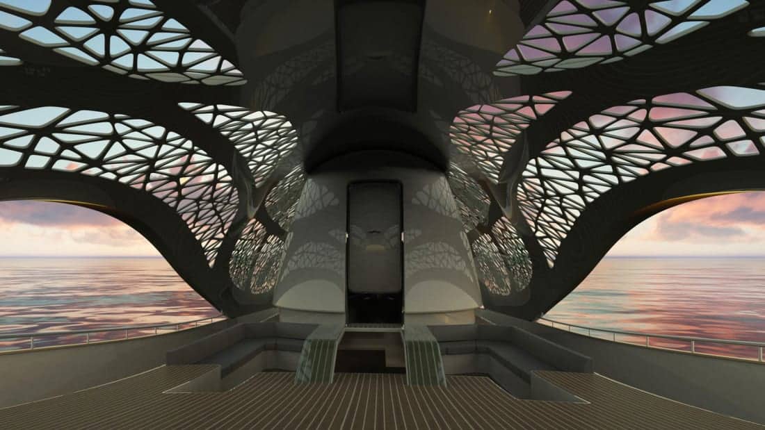 This render shows the superyacht structure from inside 