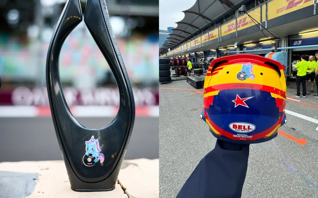 A fan-designed unicorn sticker has proved to be a good luck charm for Carlos Sainz, so here is why it was riding shotgun on his helmet in the F1 Baku Grand Prix