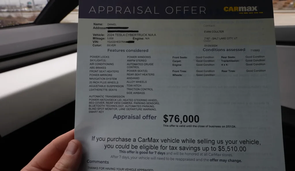 Utah man takes Tesla Cybertruck to CarMax for appraisal and gets a 'shocker' of an offer he can't believe