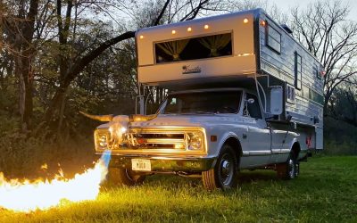 This American campervan has a flamethrower mounted inside a cattle skull