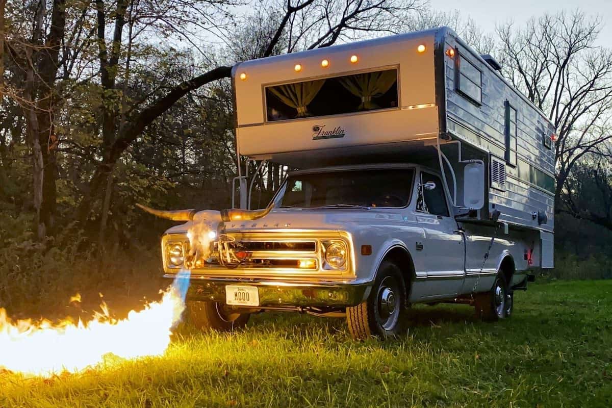 Chevrolet Campervan with Longhorn Skull Flamethrower