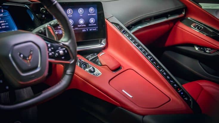 Chevy Corvette C8 red interior