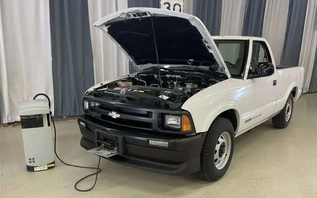 Chevy S-10 EV pickup truck charging