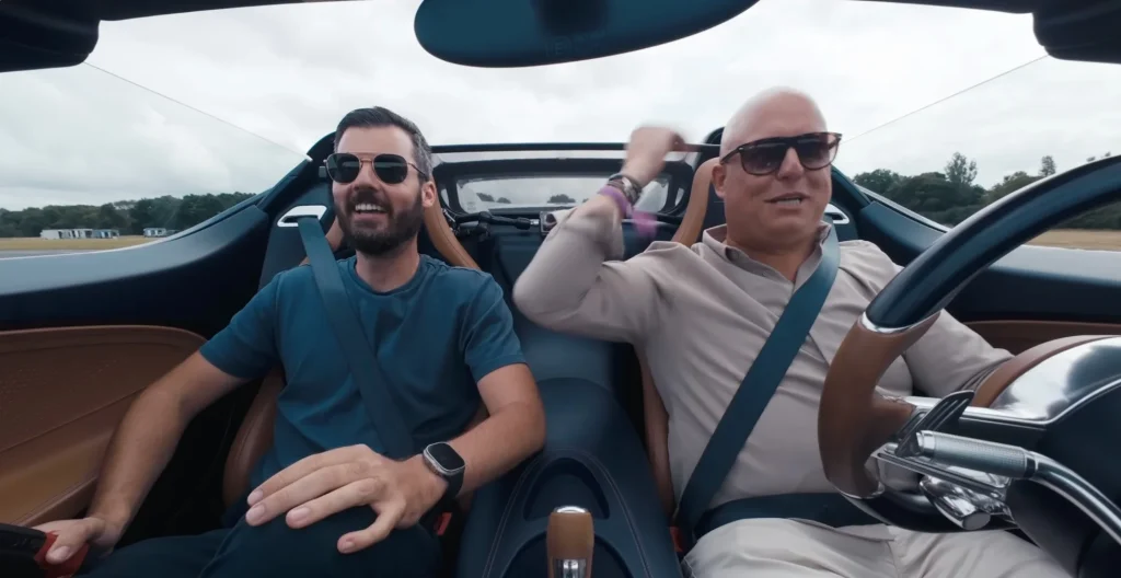 Christian von Koenigsegg was testing the Bugatti W16 Mistral with Mate Rimac in the passenger seat and Mate told Christian he had to try one thing 5