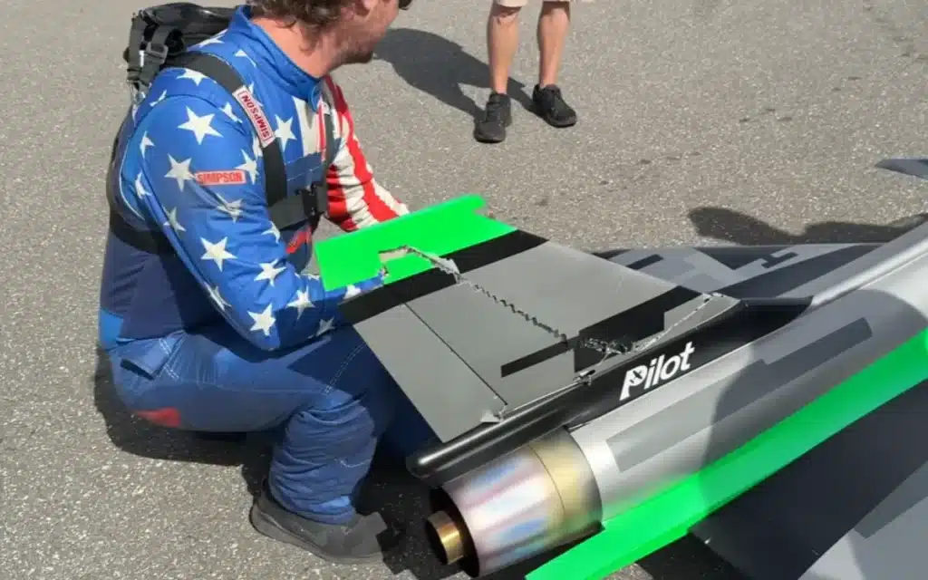 US YouTuber Cleetus McFarland nearly destroyed a $20,000 Pilot RC jet turbine jet after it clipped power lines mid-flight but somehow it survived
