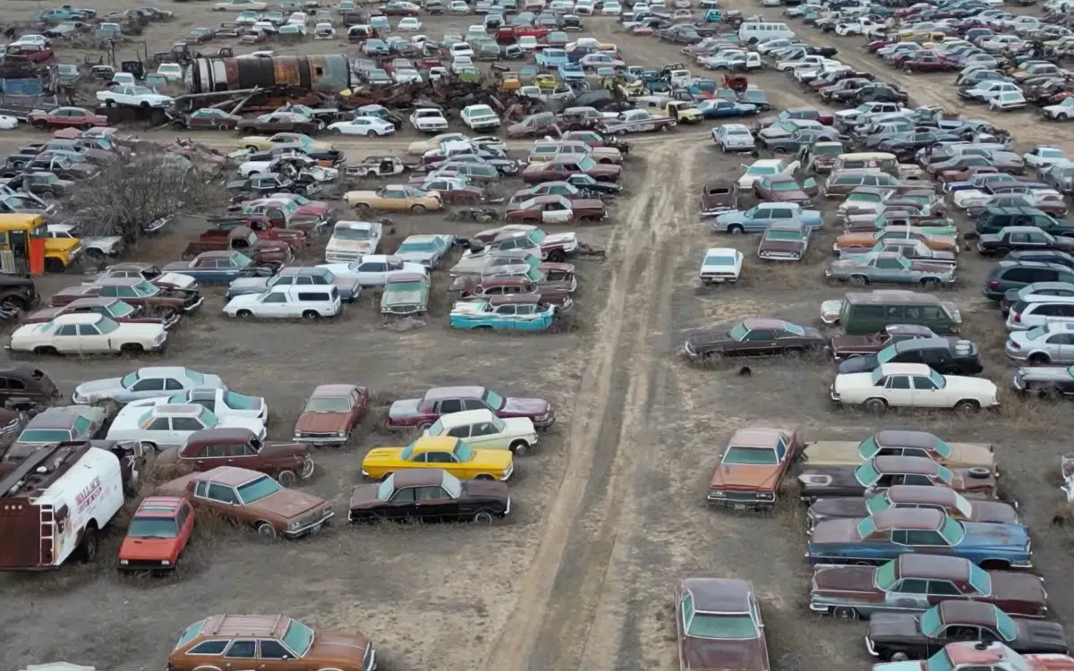 Drone footage reveals massive Southern Colorado junkyard with 5,000 vintage cars and truck