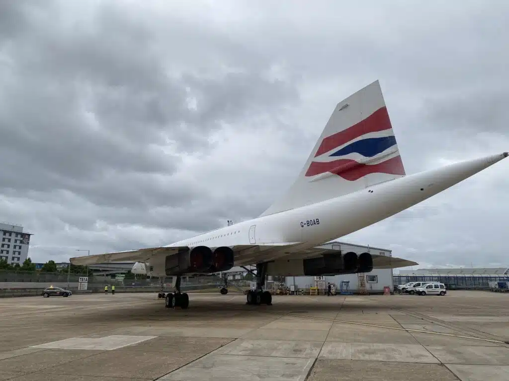 Concorde that had been parked for a decade by British Airways discretely takes to the taxiway once more