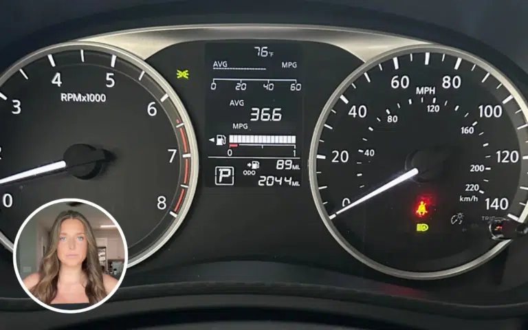 Woman's Nissan tells her she has low fuel