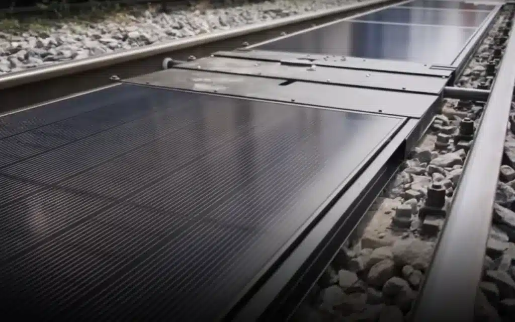 Train tracks providing clean energy via solar power