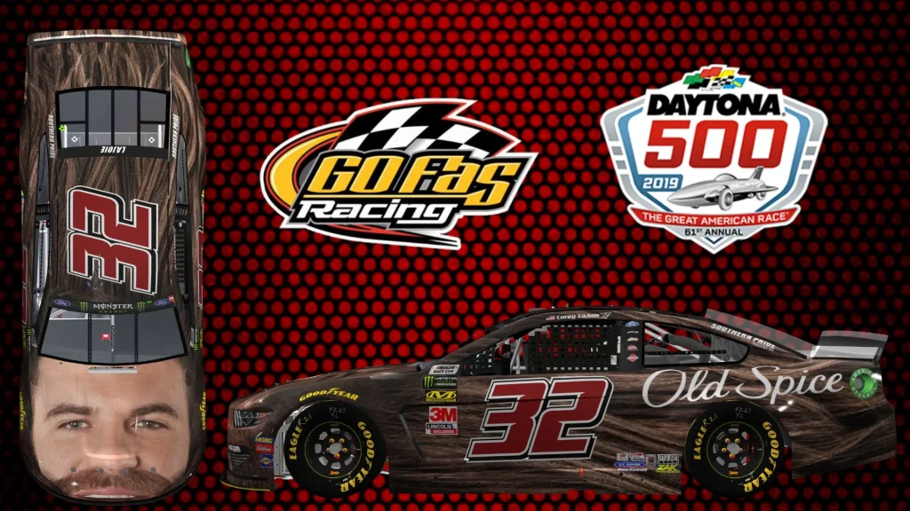NASCAR driver Corey LaJoie became the first driver to cover the entire front of their car with their own face in a very surreal sponsorship deal