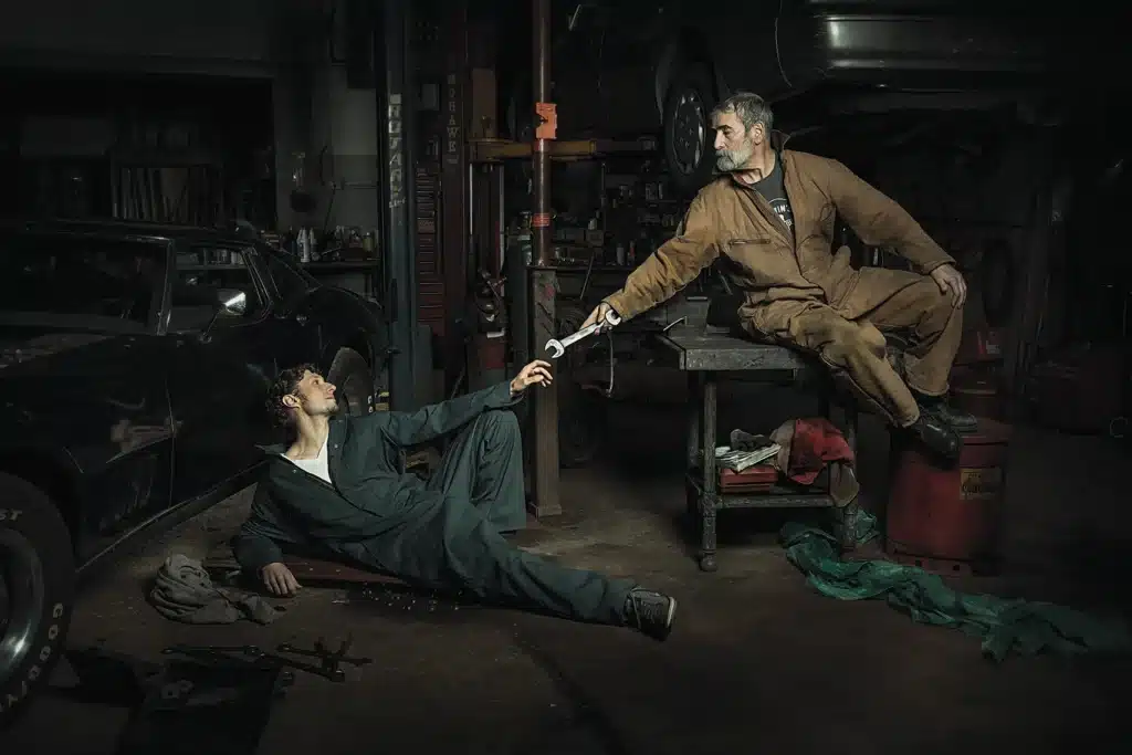 Da Vinci meets Americas Midwest in this surreal renaissance repair shop shoot