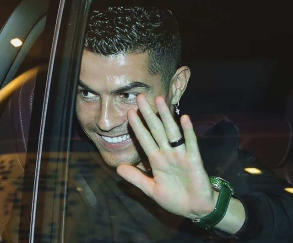 Cristiano Ronaldo arriving in Saudi Arabia with his Jacob & Co.