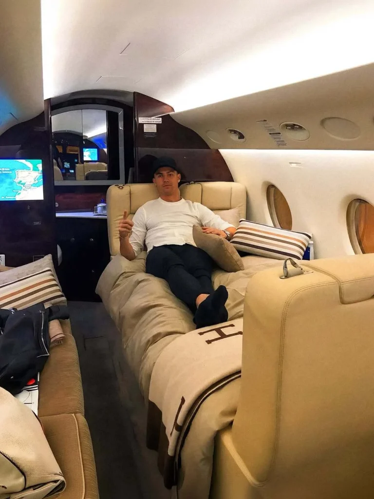 Cristiano Ronaldo owns one of the most stunning private jets ever made, a Bombardier Global Express XRS customized for him