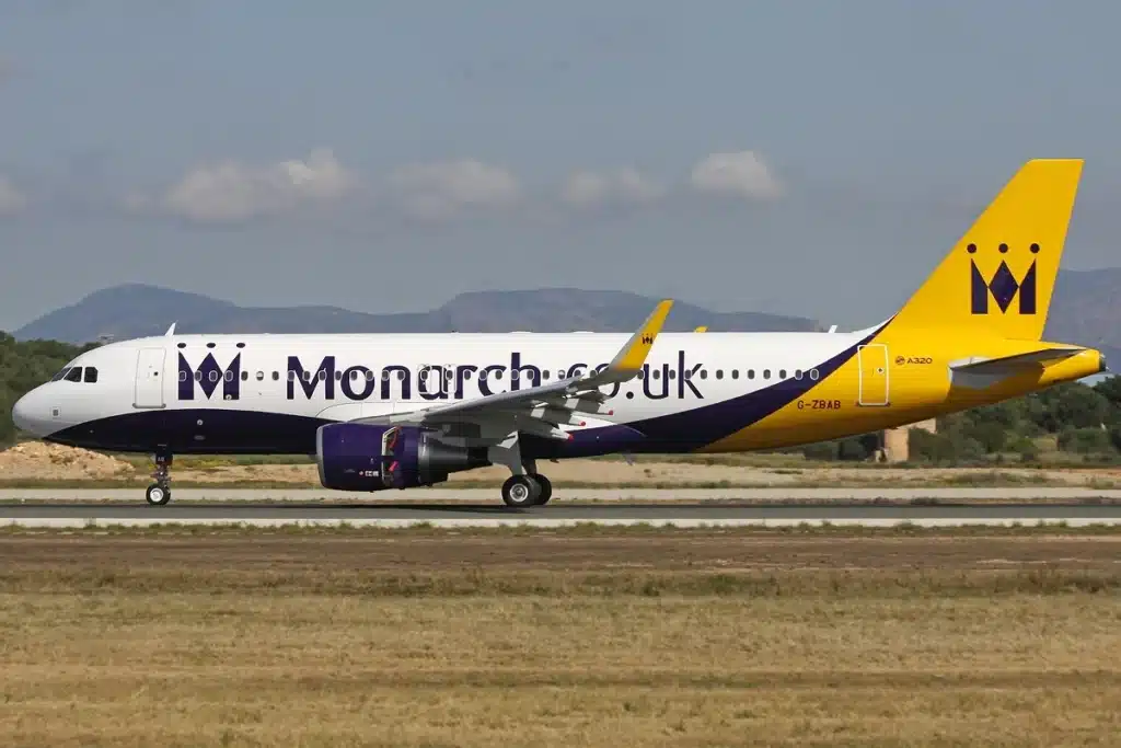 Monarch A320 doing crosswind takeoff