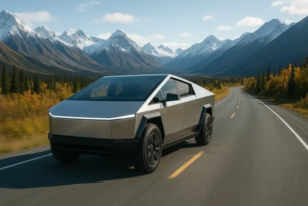 Tesla Cybertruck towing 2,600 pounds across Alaskan highway, man reveals perfect hack for trip