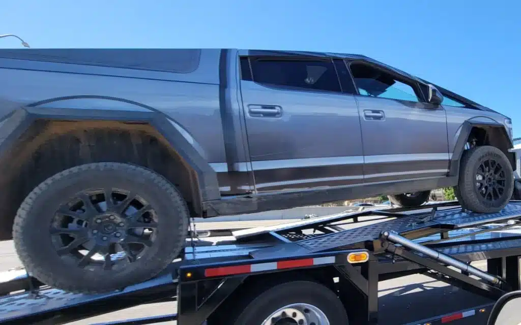 Tesla Cybertruck wrapped as a Ford F150