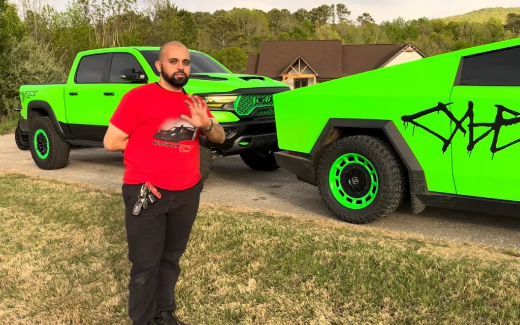 A Tesla Cybertruck challenging a Ram TRX in a good old-fashioned drag race: that's the recipe one Georgia man used to settle a very loud internet debate.