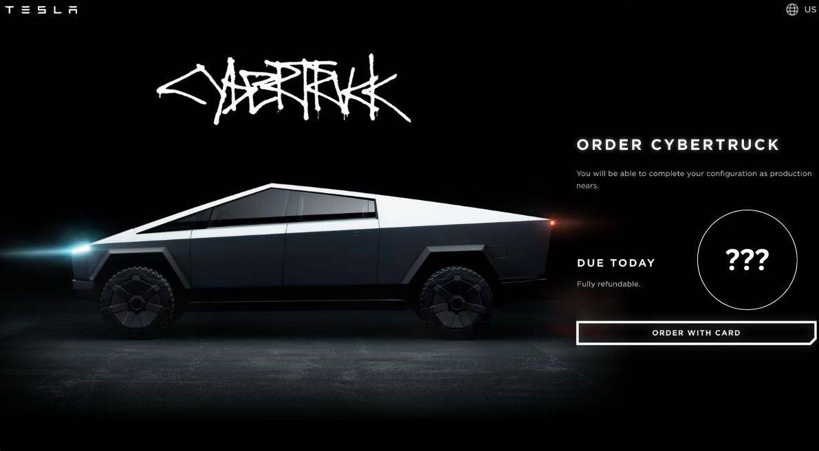 Cybertruck pre-order page
