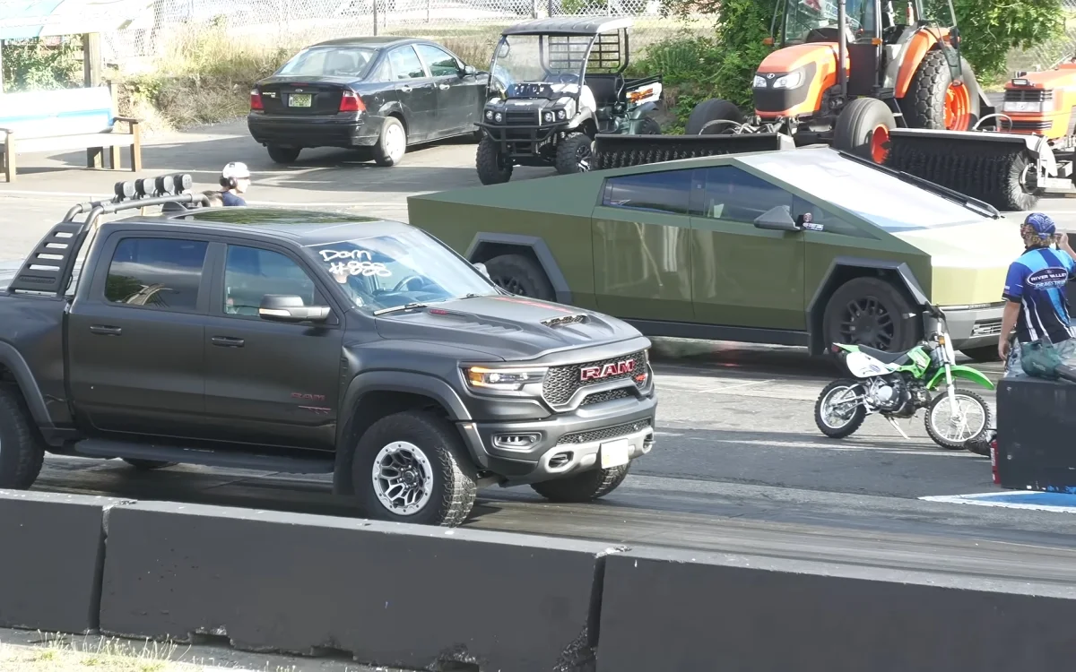 Tesla Cybertruck drags Ram 1500 TRX in EV vs gas battle in Canada and it quickly gets ugly