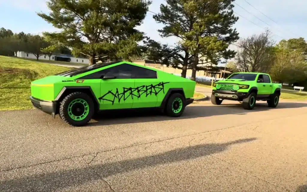In a clash of the titans, ages, and morals, this Georgia man hosted a drag race between a $130,000 Tesla Cybertruck and a RAM TRX