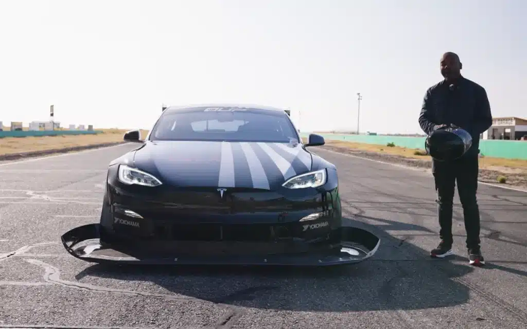 Modified Tesla Model S Plaid Dark Helmet