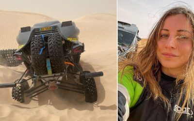 Monster sandstorm buries car in Tunisian desert 10km from rally finish line