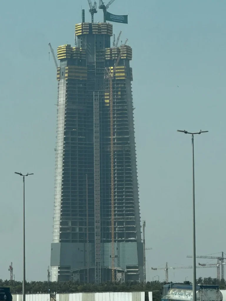 Designed to be the world's tallest skyscraper, this tower is one kilometer tall