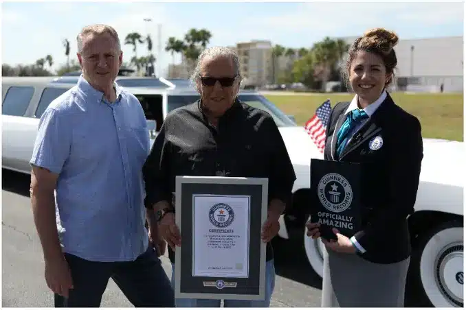 The Guinness Book of World Records awards Michael Manning for the world's longest car.